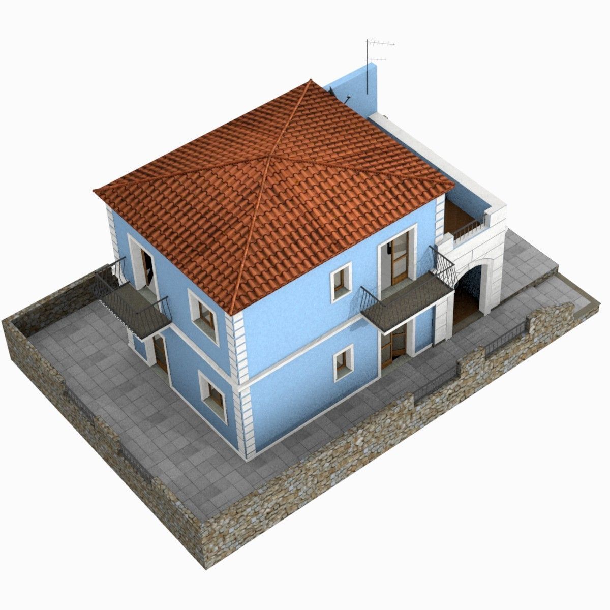 Tho Storey Building - House Low-poly 3D model_4