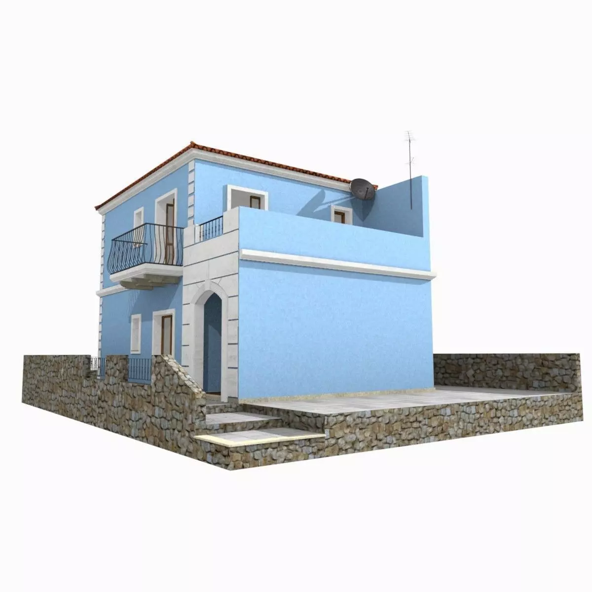 Tho Storey Building - House Low-poly 3D model_0