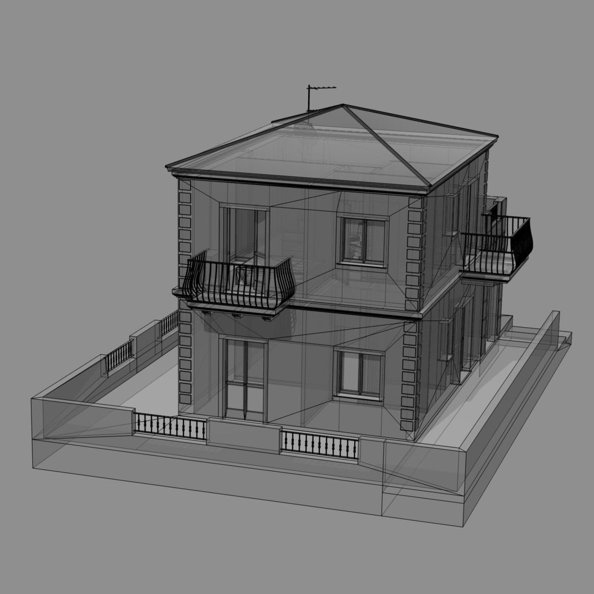 Tho Storey Building - House Low-poly 3D model_10
