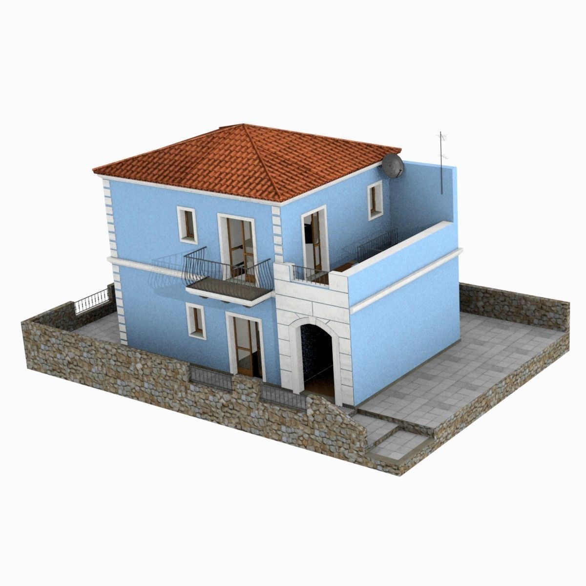 Tho Storey Building - House Low-poly 3D model_3