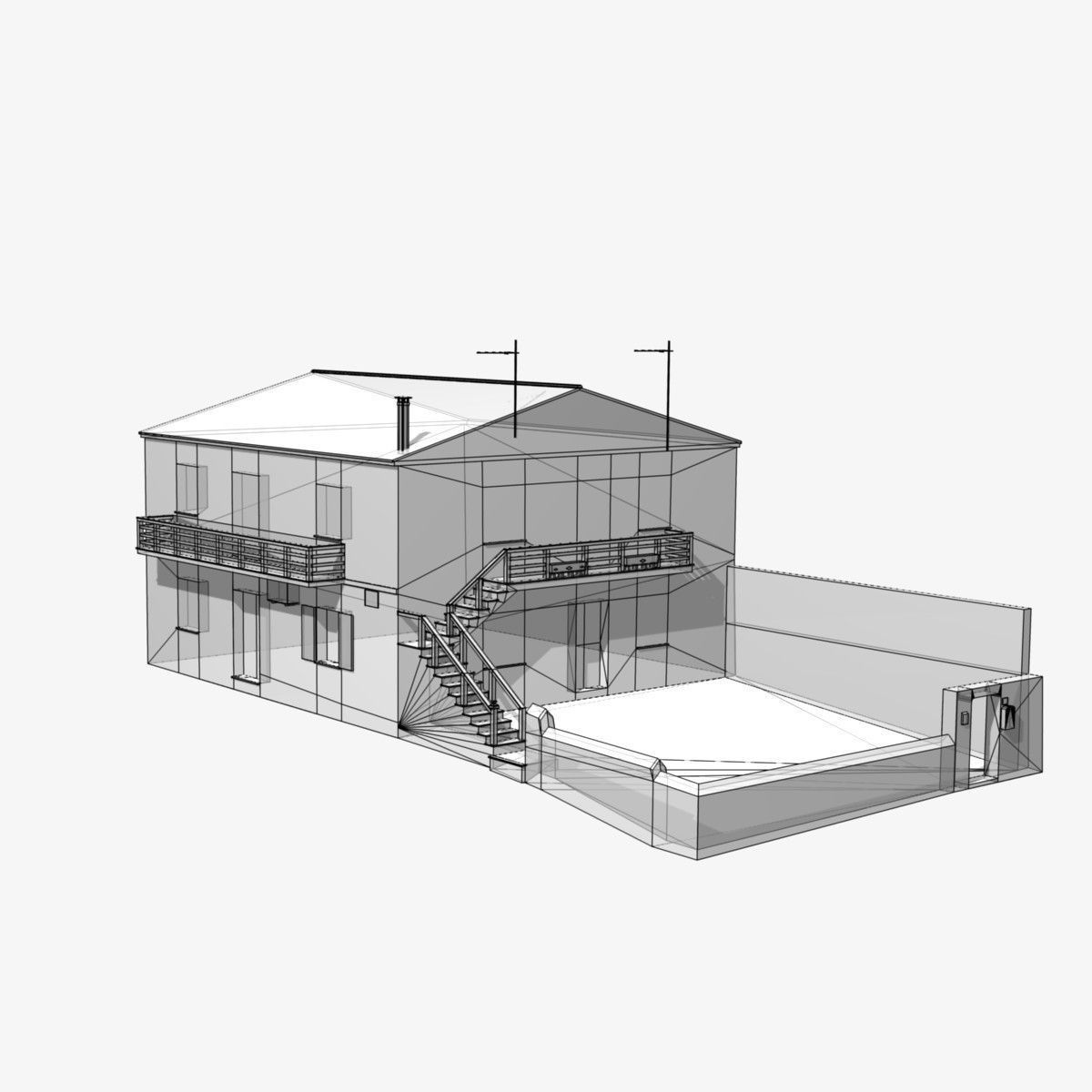 Village Home  N-E Low-poly 3D model_14