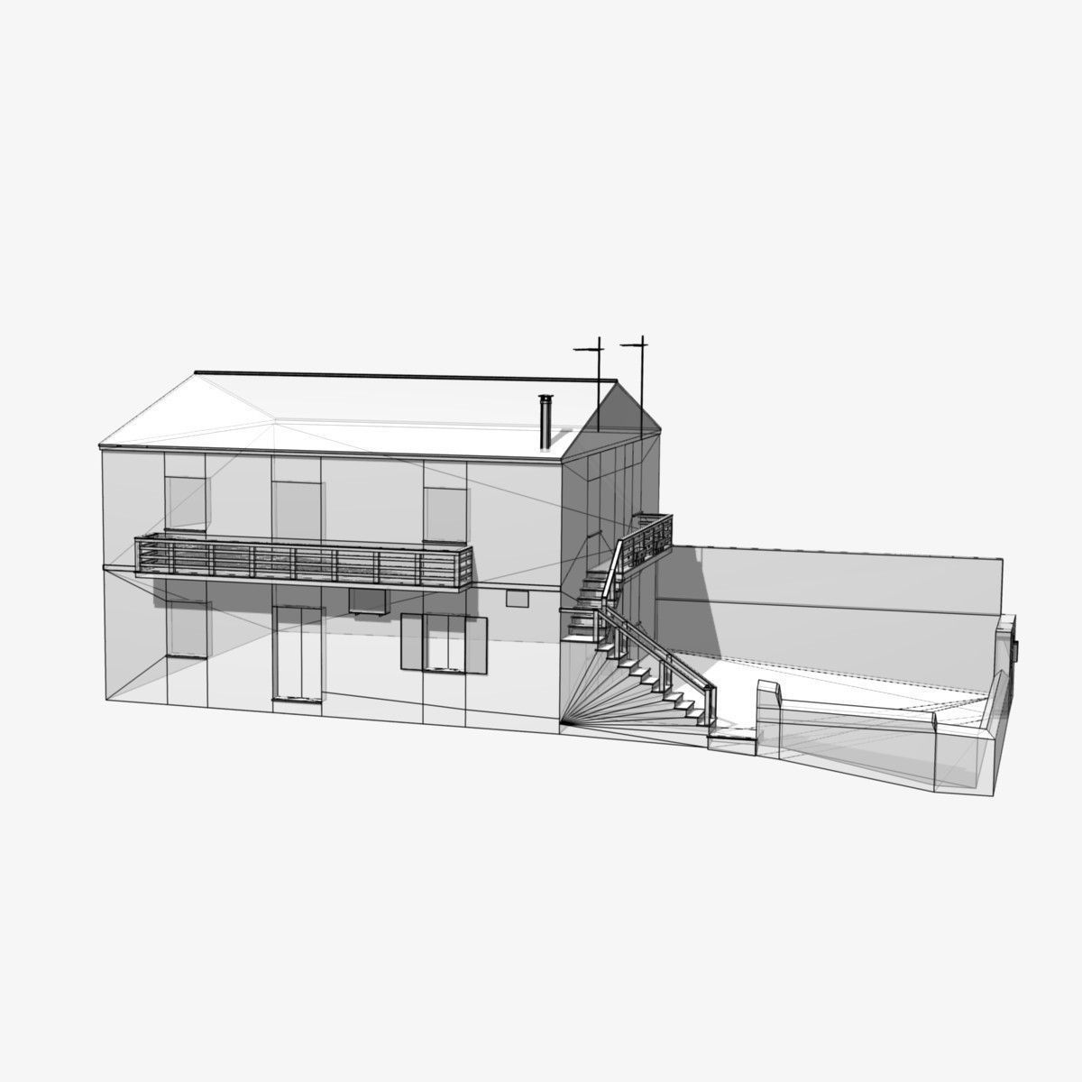 Village Home  N-E Low-poly 3D model_9