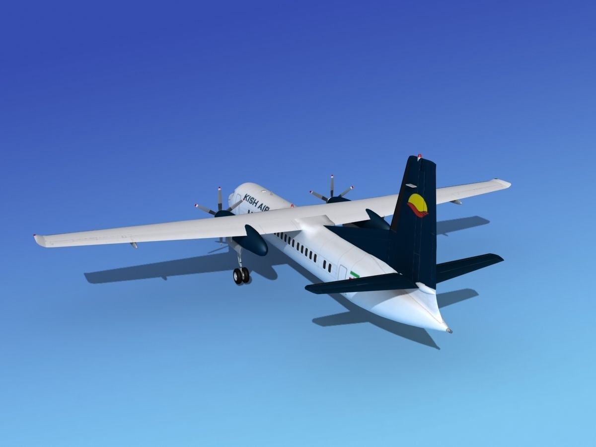 Fokker 50 Kish Air 3D model_7