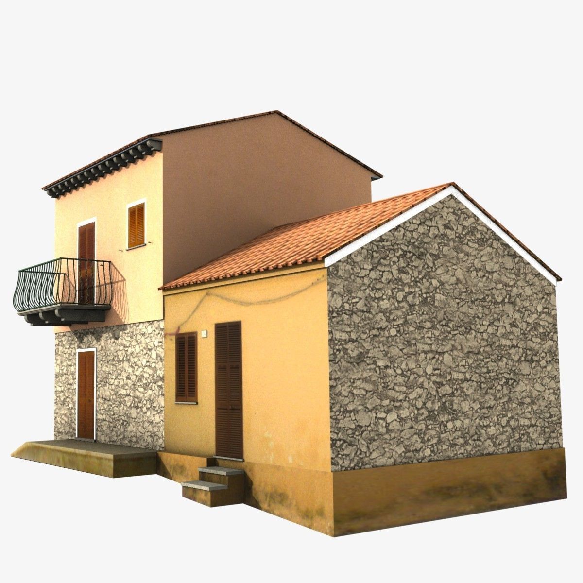 Village Home W-S Low-poly 3D model_4