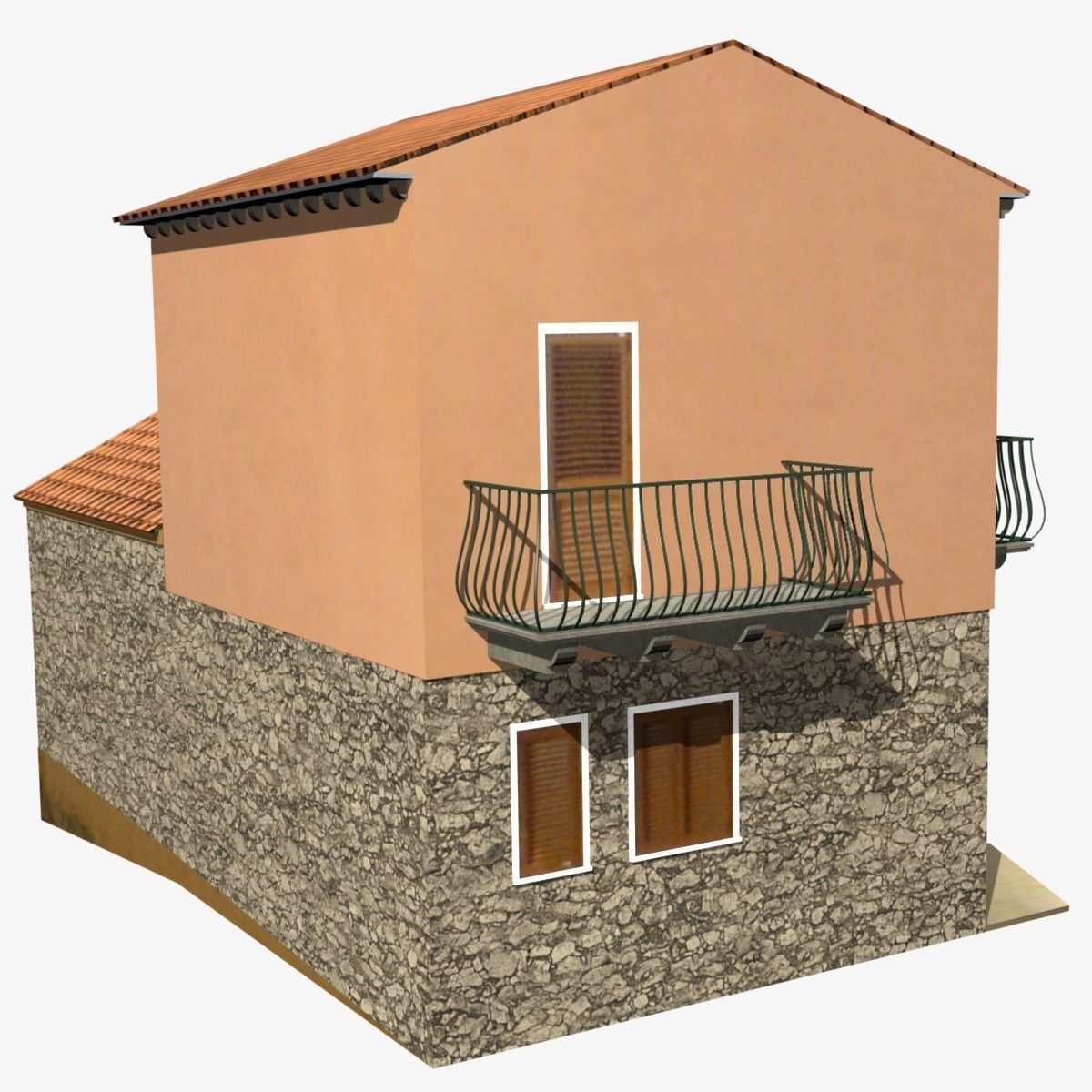 Village Home W-S Low-poly 3D model_1