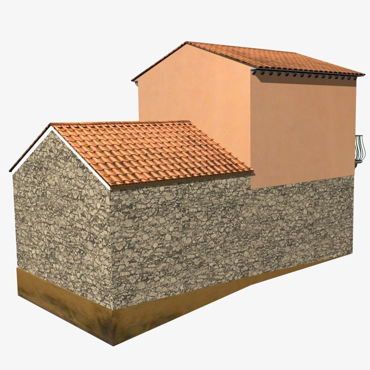 Village Home W-S Low-poly 3D model_2