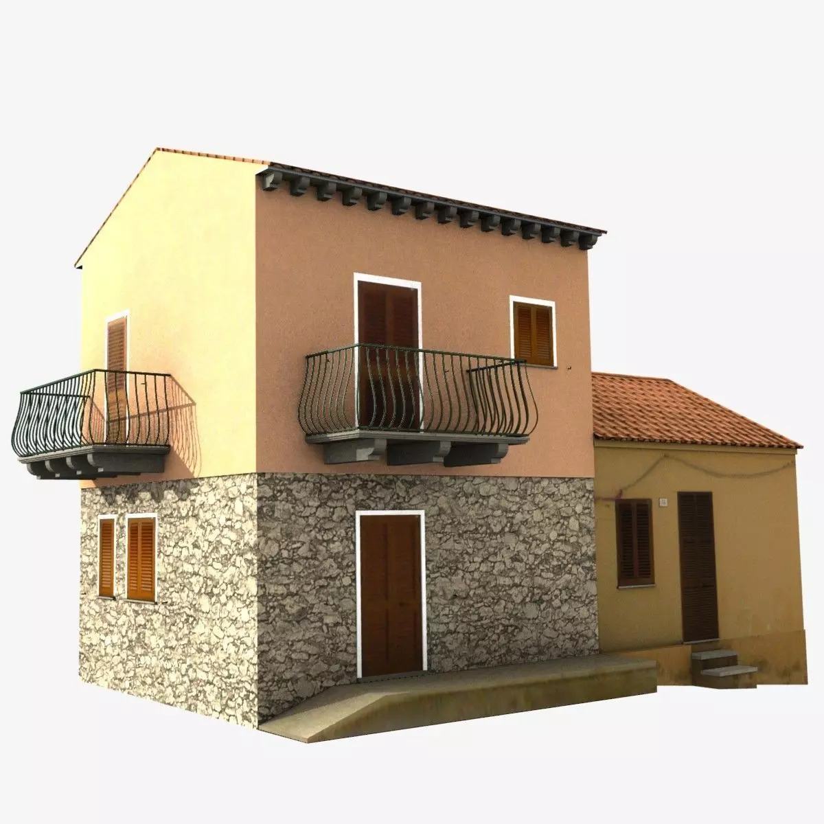 Village Home W-S Low-poly 3D model_0