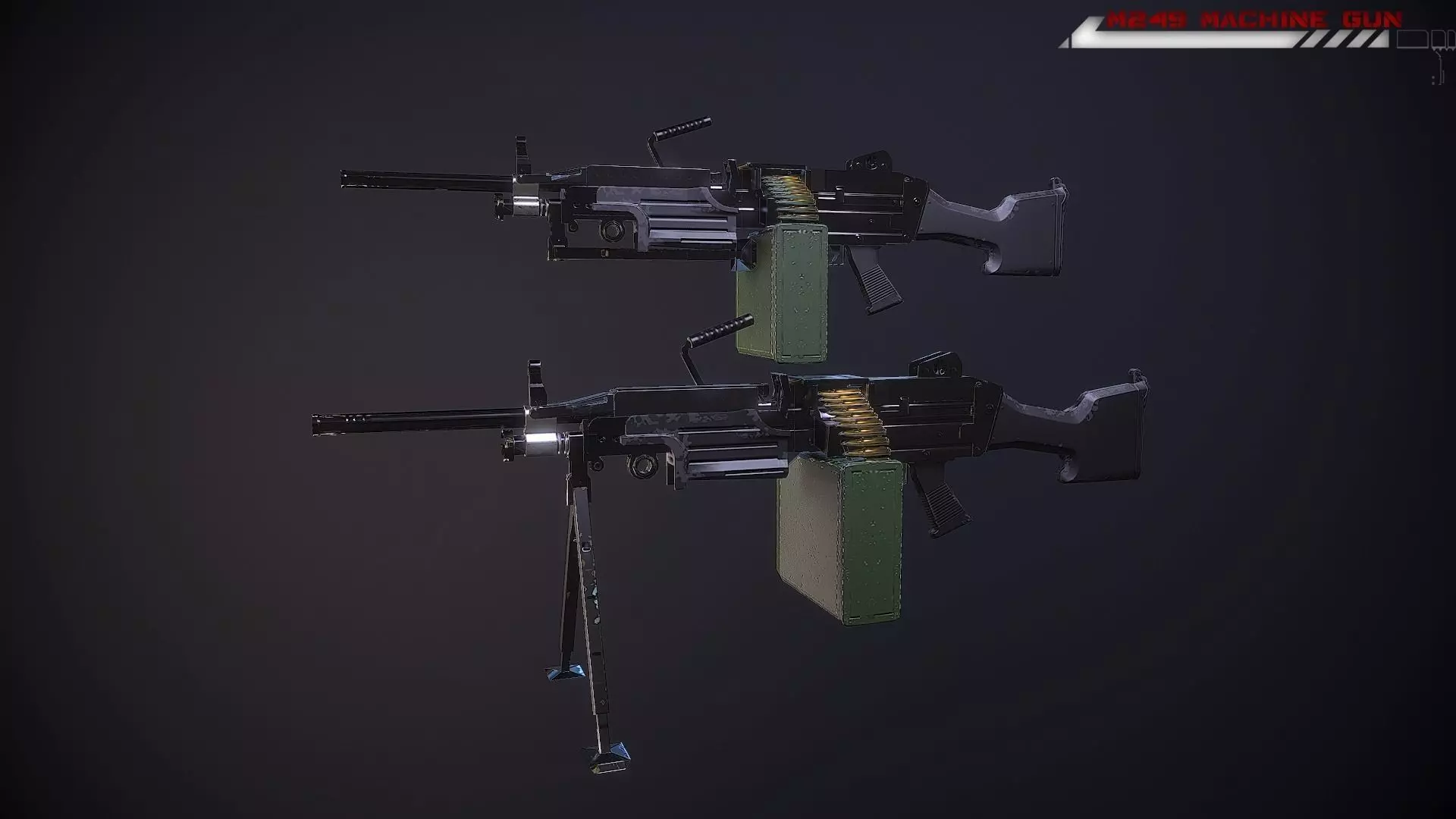 M249 machine gun Lowpoly Free low-poly 3D model