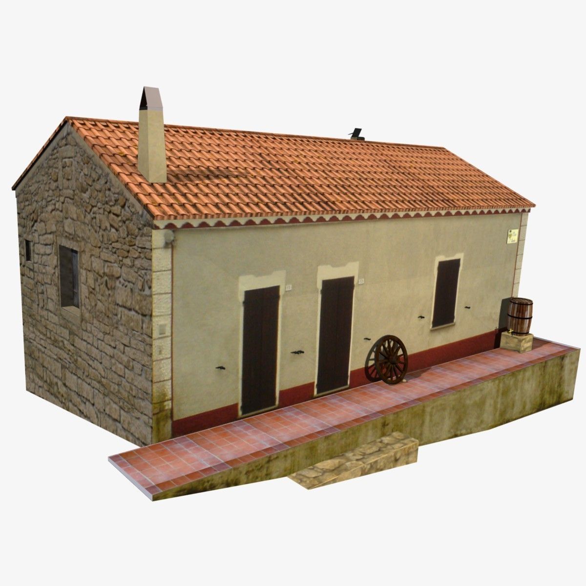 Village Home S-C-W Low-poly 3D model_3