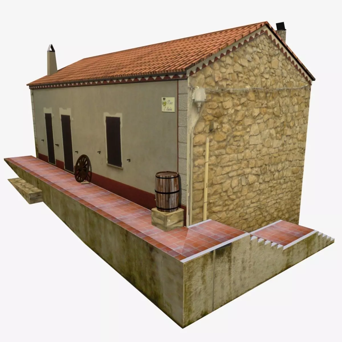 Village Home S-C-W Low-poly 3D model_0