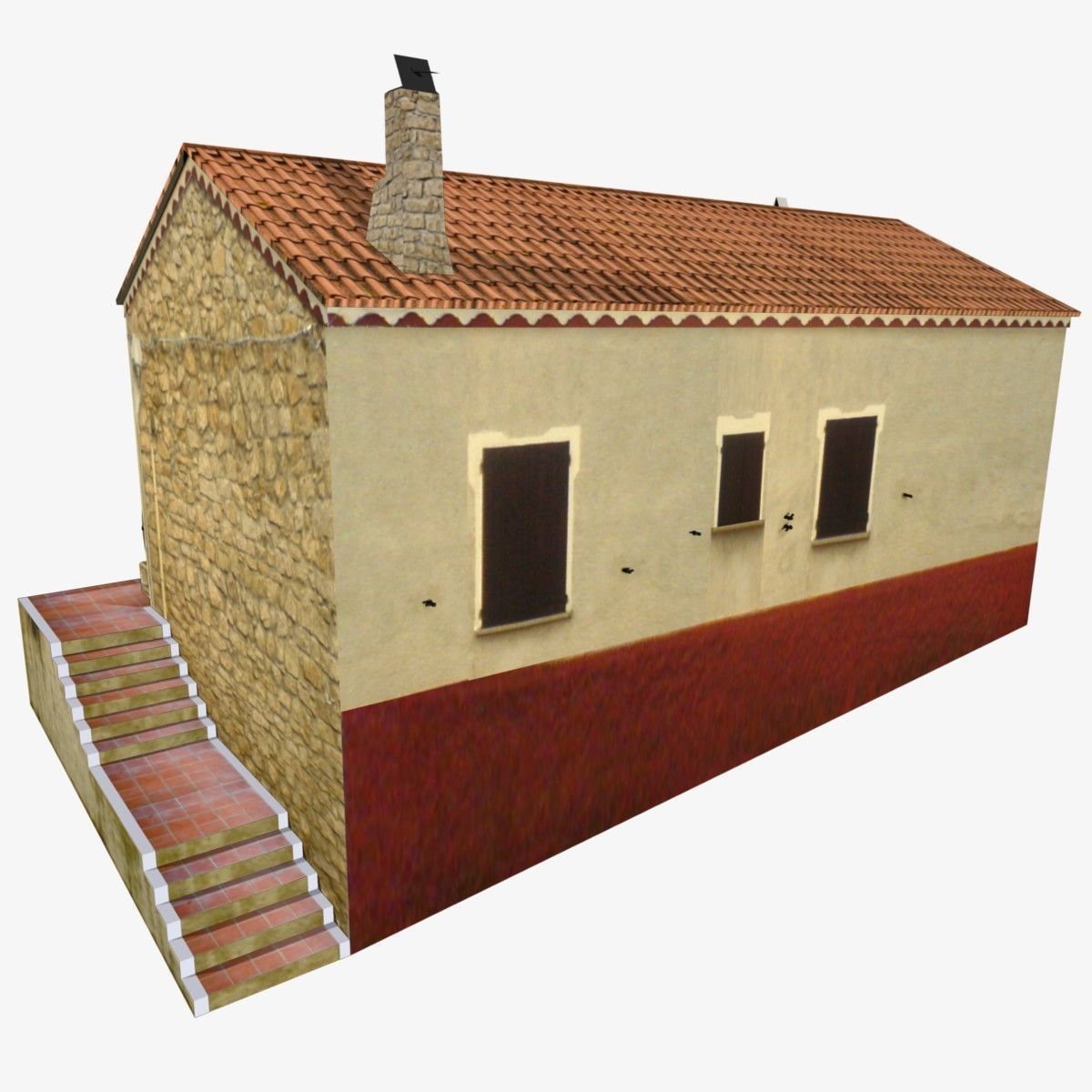 Village Home S-C-W Low-poly 3D model_1