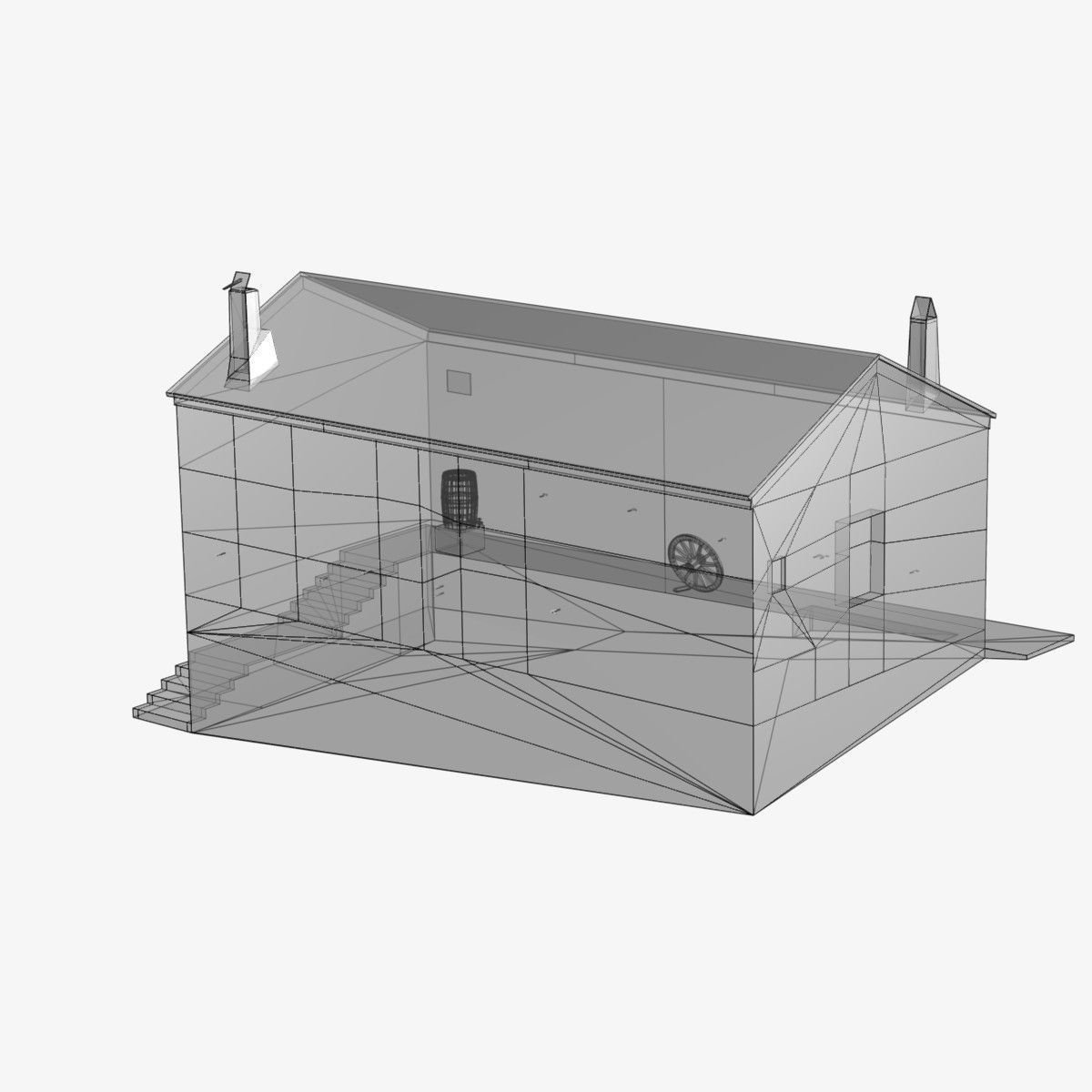Village Home S-C-W Low-poly 3D model_8