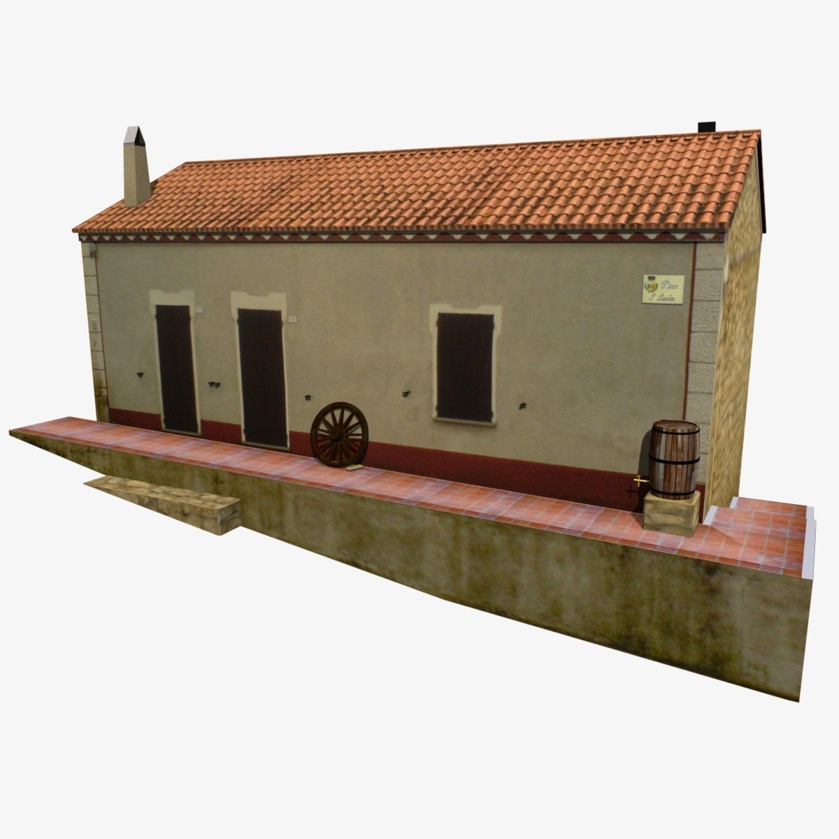 Village Home S-C-W Low-poly 3D model_4
