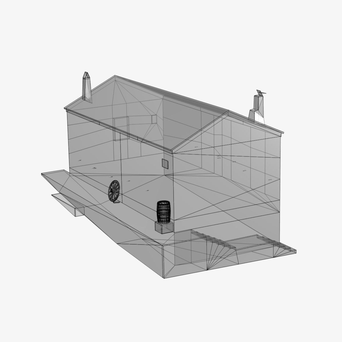 Village Home S-C-W Low-poly 3D model_9