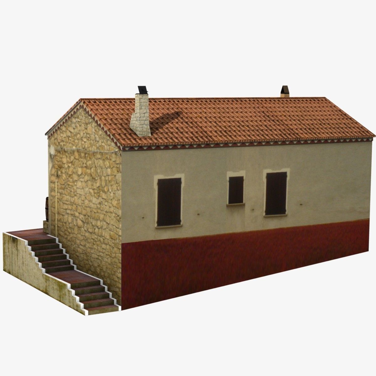 Village Home S-C-W Low-poly 3D model_6