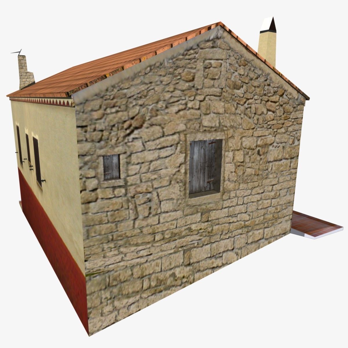 Village Home S-C-W Low-poly 3D model_5