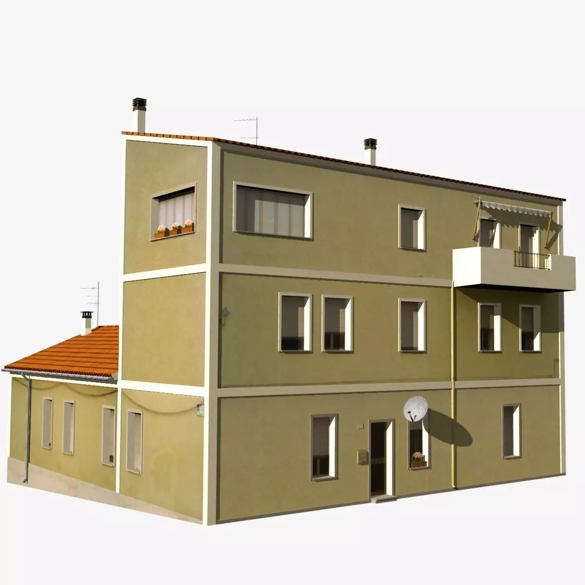 Village Home W-N Low-poly 3D model_0