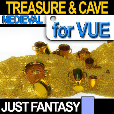 Golden Treasure And Cave Medieval 3D model_10