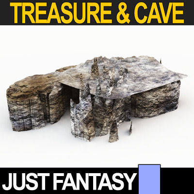 Golden Treasure And Cave Medieval 3D model_6