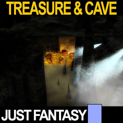 Golden Treasure And Cave Medieval 3D model_5
