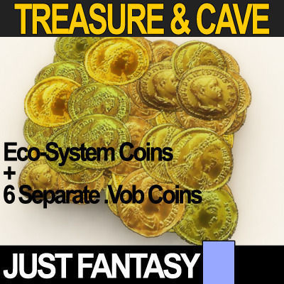 Golden Treasure And Cave Medieval 3D model_7