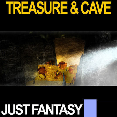 Golden Treasure And Cave Medieval 3D model_3