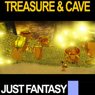 Golden Treasure And Cave Medieval 3D model_12