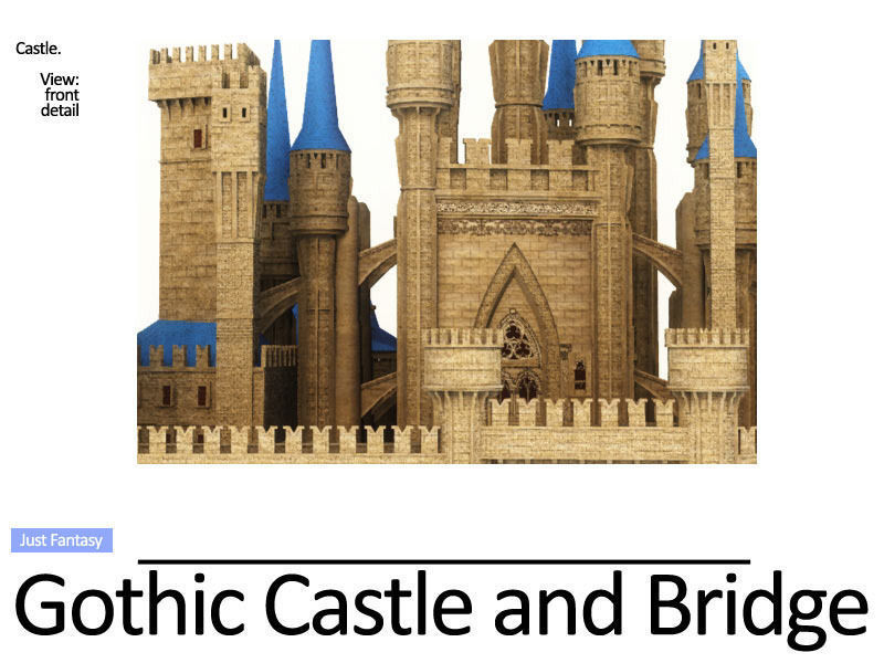 Gothic Castle and Gothic Bridge 3D model_4