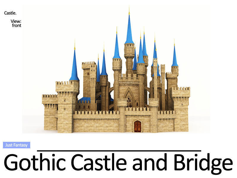 Gothic Castle and Gothic Bridge 3D model_1