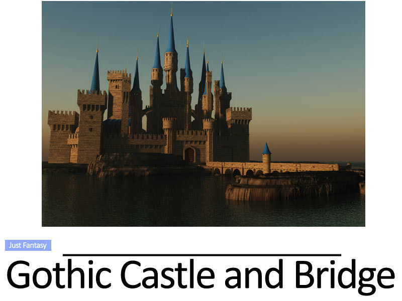 Gothic Castle and Gothic Bridge 3D model_3