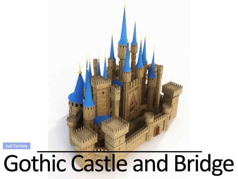 Gothic Castle and Gothic Bridge 3D model_6