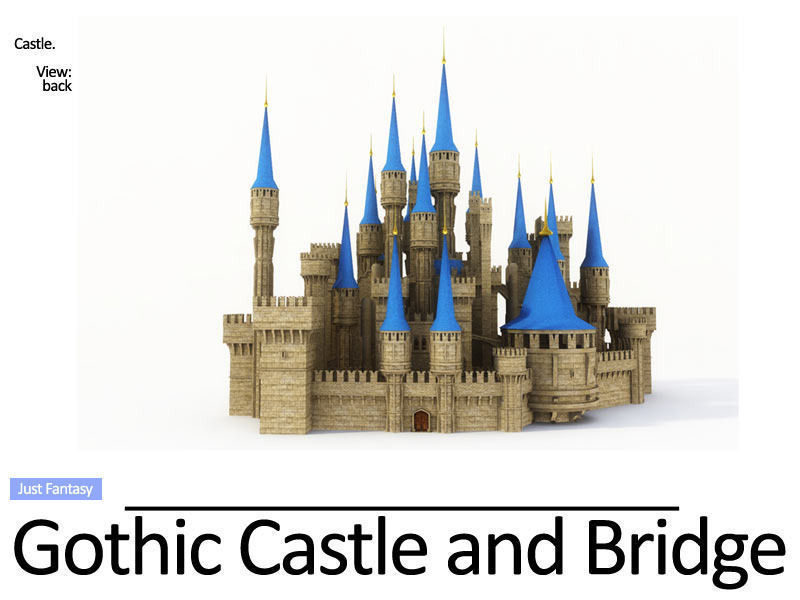 Gothic Castle and Gothic Bridge 3D model_2