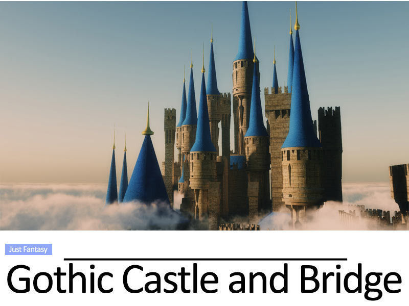 Gothic Castle and Gothic Bridge 3D model_7