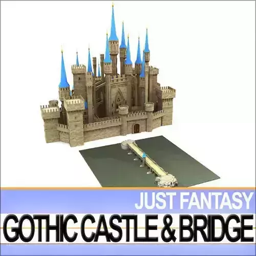 Gothic Castle and Gothic Bridge 3D model
