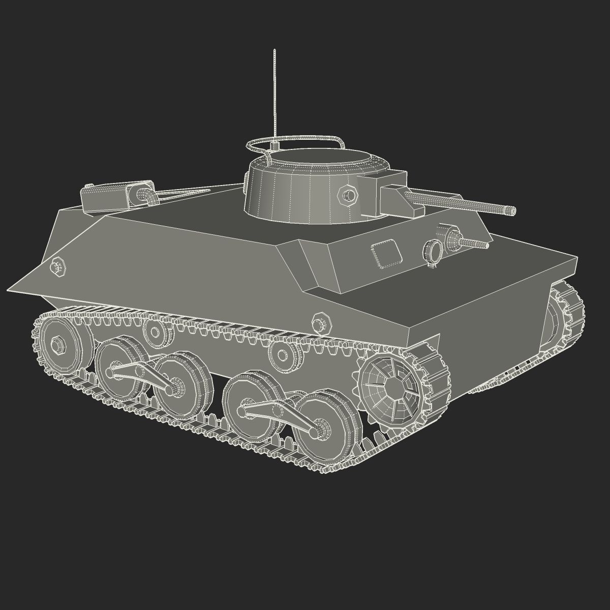 Tank Type 2 Ka-Mi Low-poly 3D model_13
