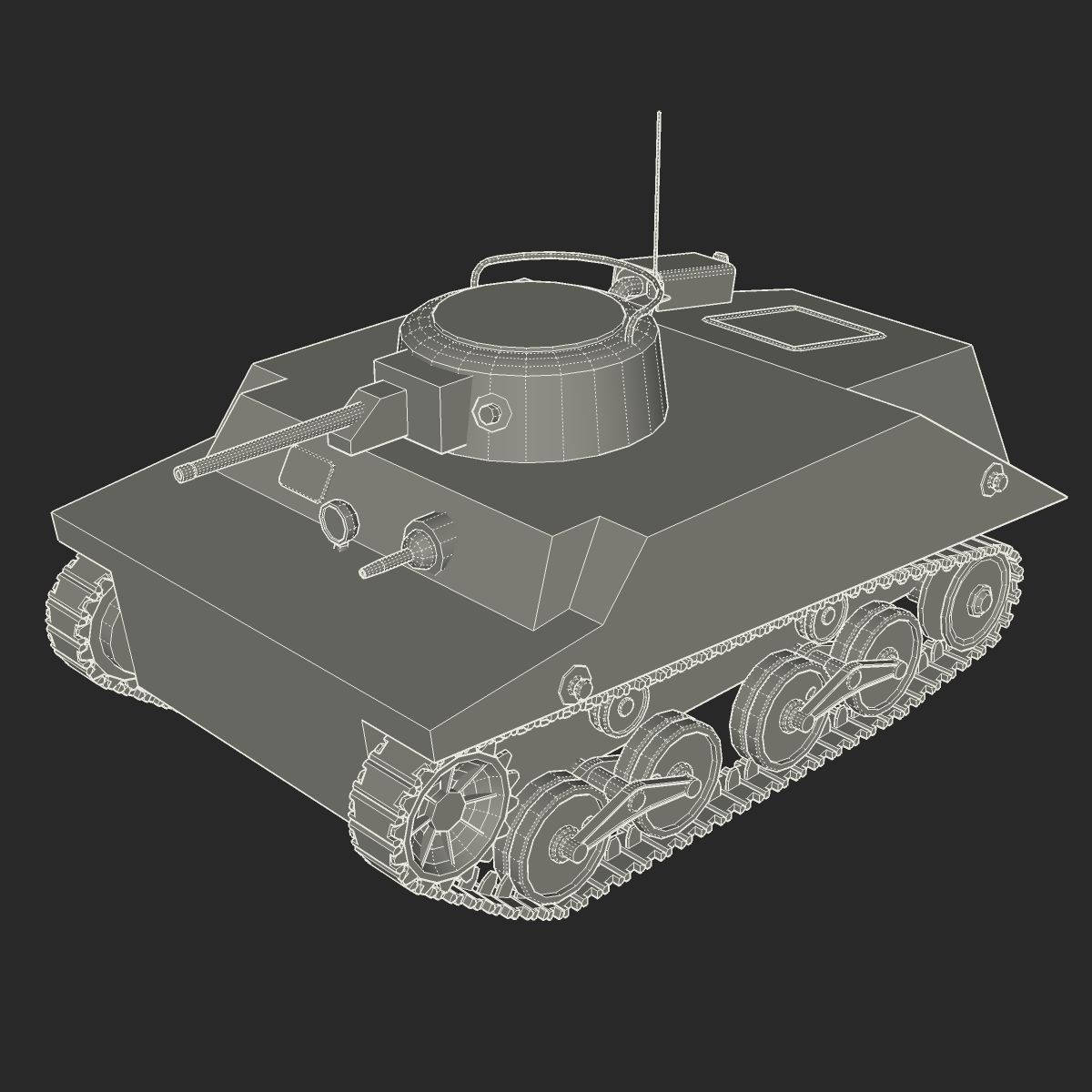 Tank Type 2 Ka-Mi Low-poly 3D model_12