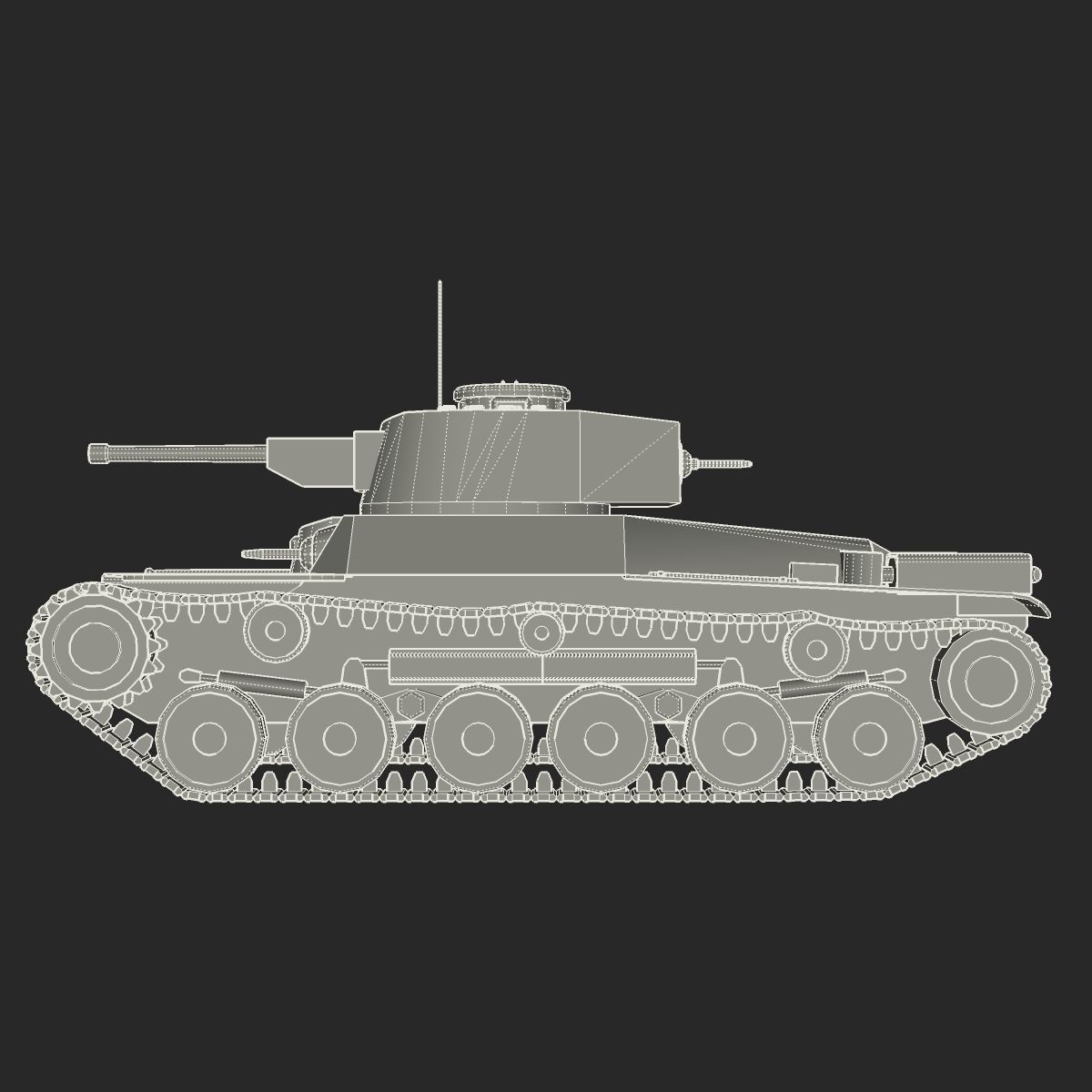 Tank Type 97 Chi-Ha Low-poly 3D model_17