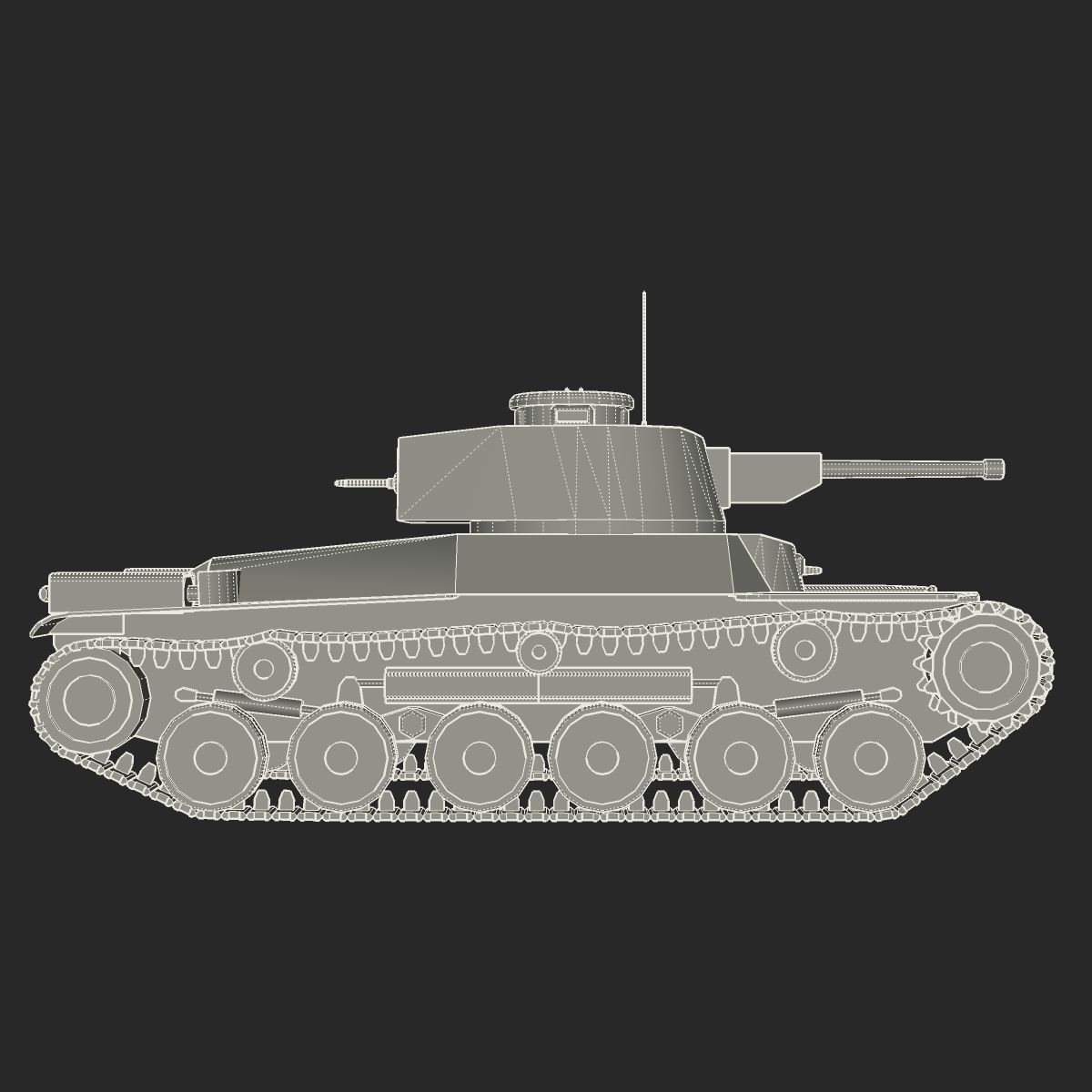 Tank Type 97 Chi-Ha Low-poly 3D model_16