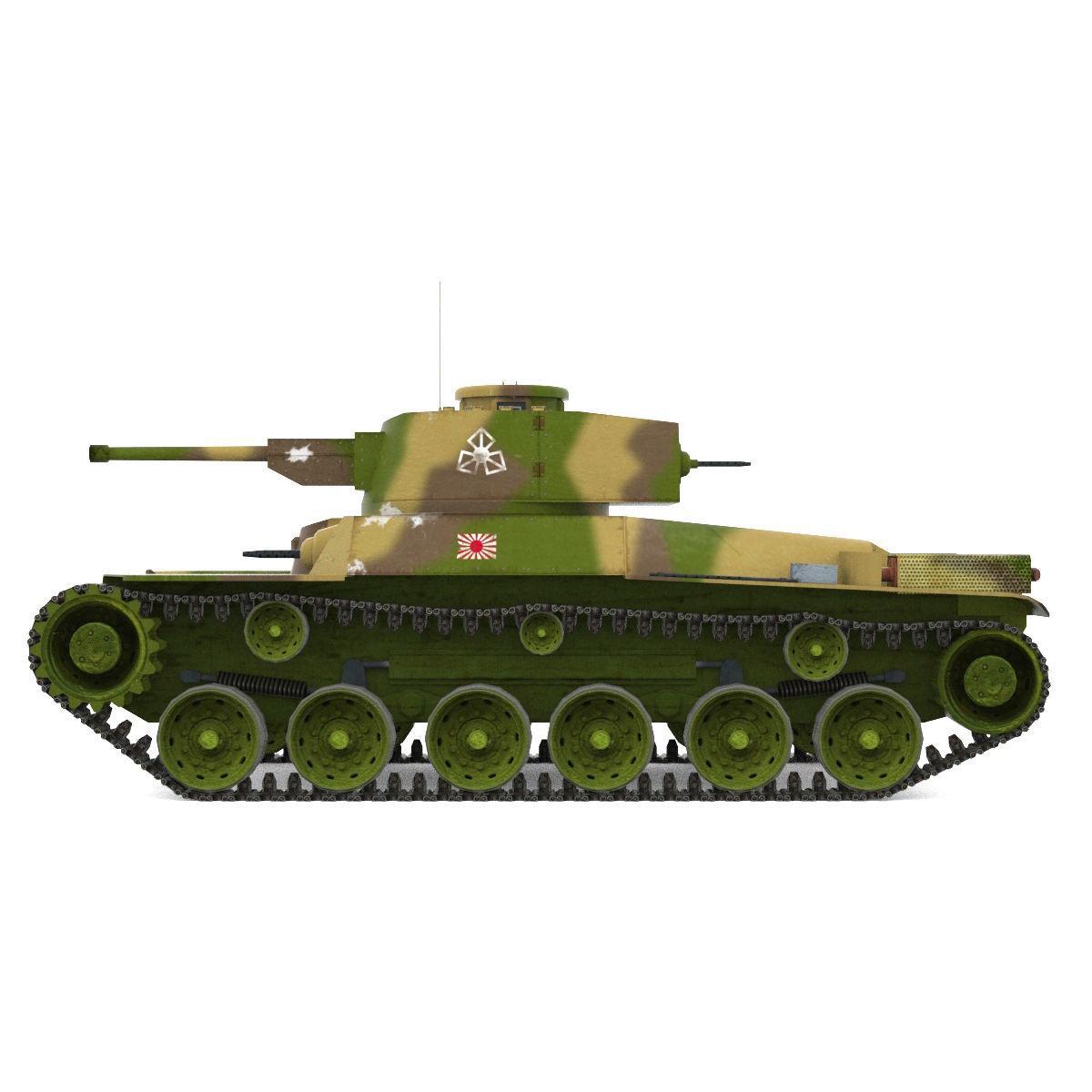 Tank Type 97 Chi-Ha Low-poly 3D model_7