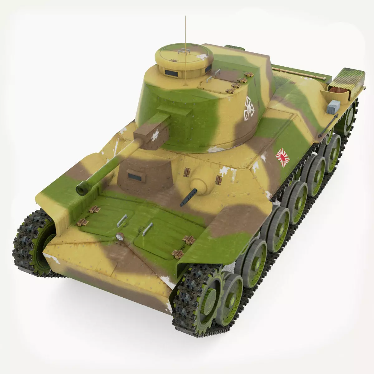Tank Type 97 Chi-Ha Low-poly 3D model_0
