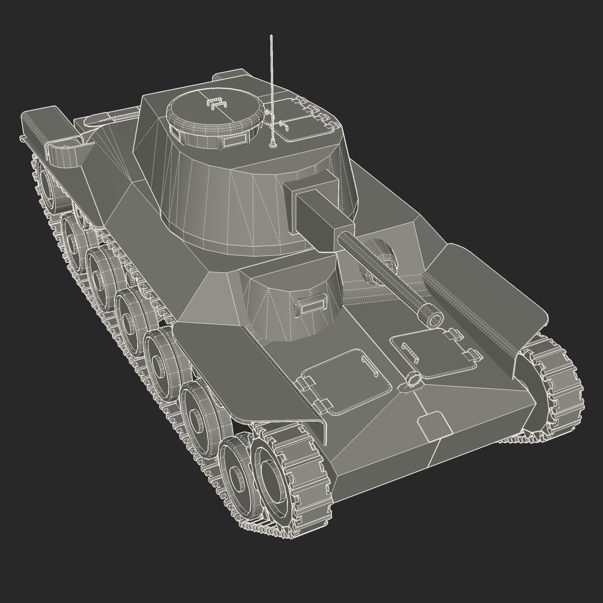 Tank Type 97 Chi-Ha Low-poly 3D model_12