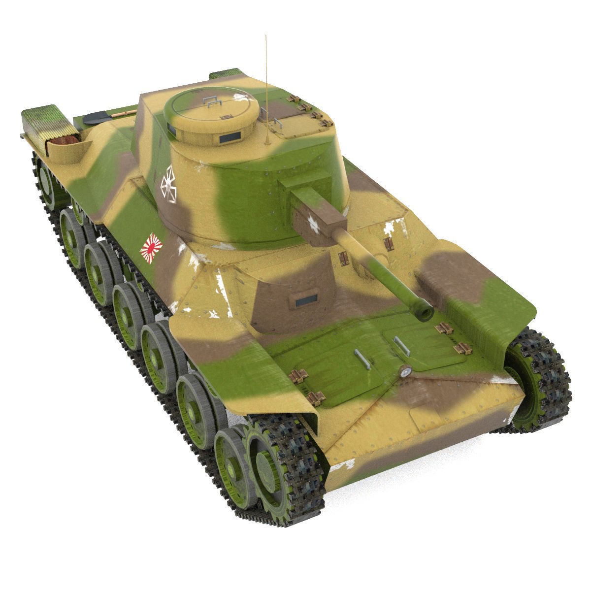 Tank Type 97 Chi-Ha Low-poly 3D model_2