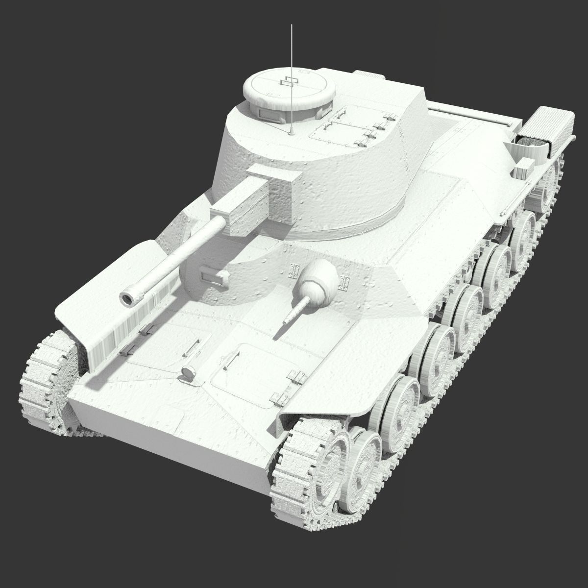 Tank Type 97 Chi-Ha Low-poly 3D model_9