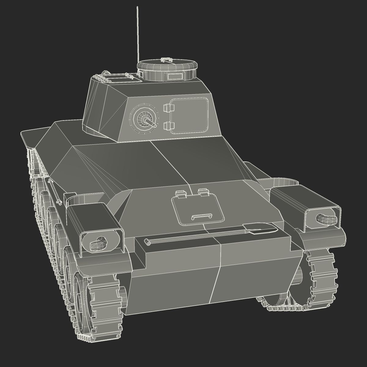Tank Type 97 Chi-Ha Low-poly 3D model_14