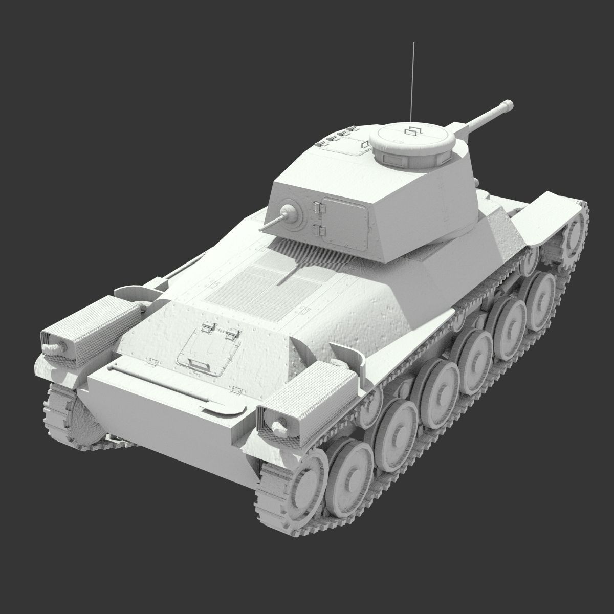 Tank Type 97 Chi-Ha Low-poly 3D model_10