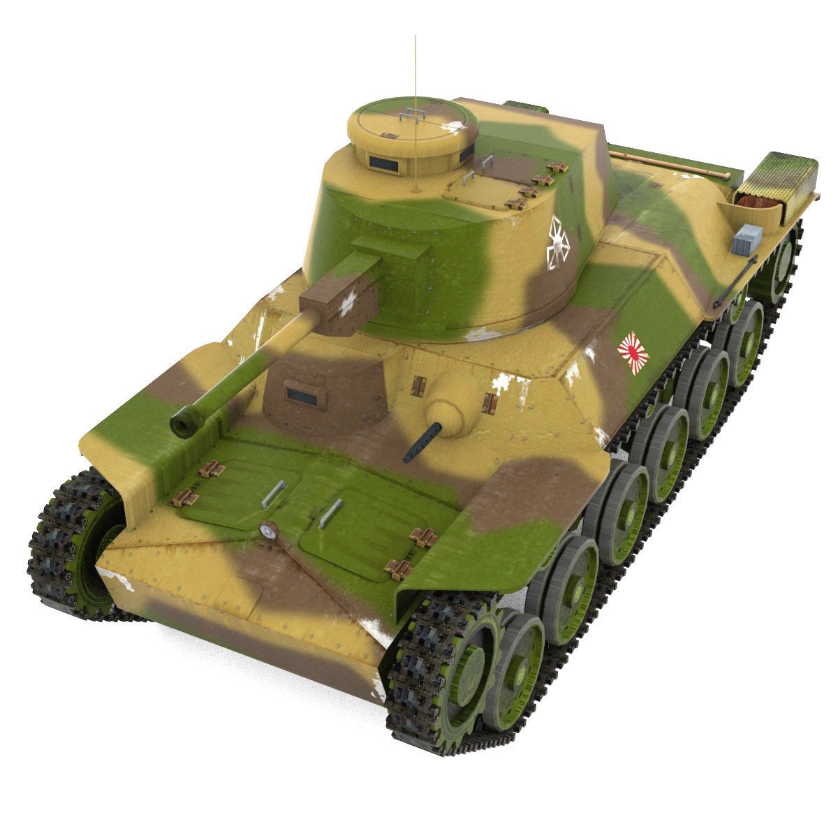 Tank Type 97 Chi-Ha Low-poly 3D model_1