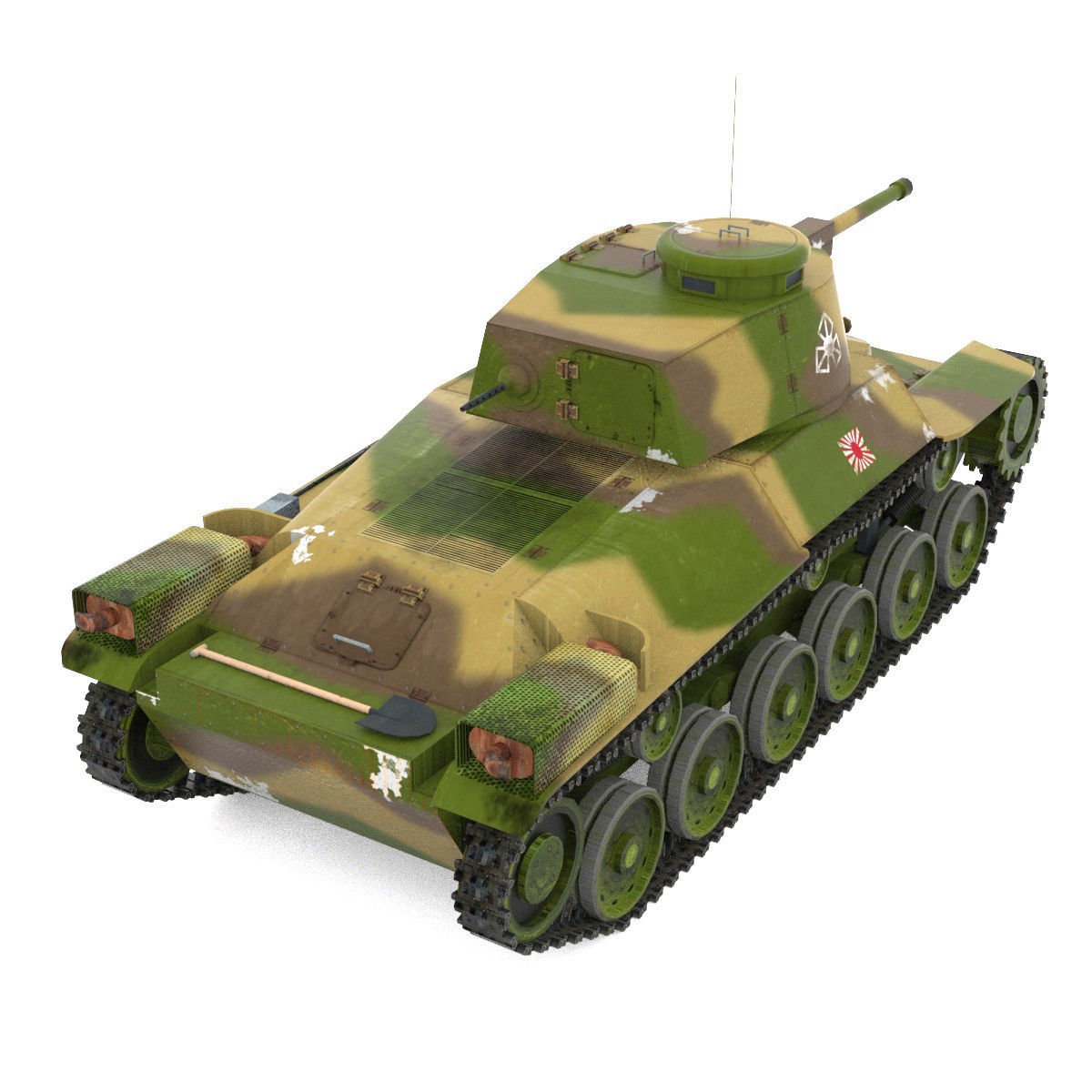Tank Type 97 Chi-Ha Low-poly 3D model_3