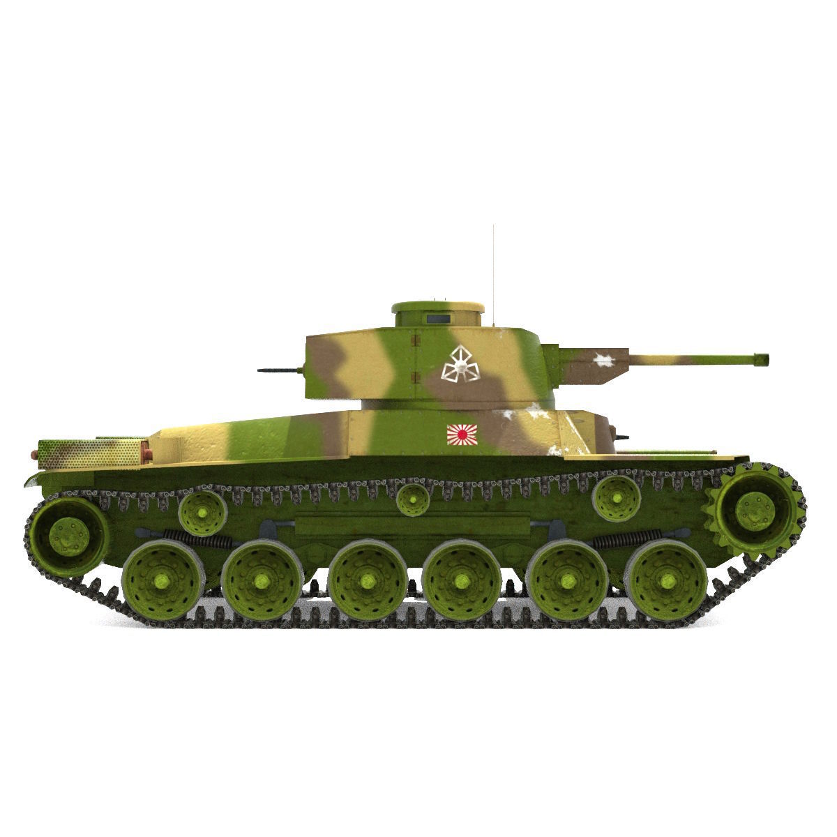 Tank Type 97 Chi-Ha Low-poly 3D model_6