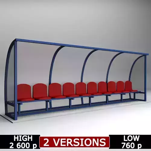 Stadium seating reserve bench low Low-poly 3D model