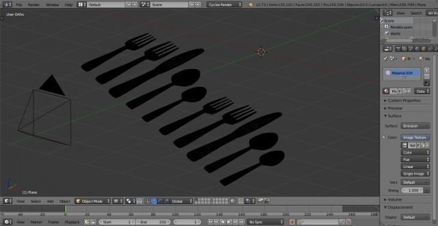 Utensil Set obejet pro forks and spoons Low-poly 3D model_3